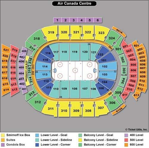 Žemėlapis Air Canada Centre krėslų - ACC