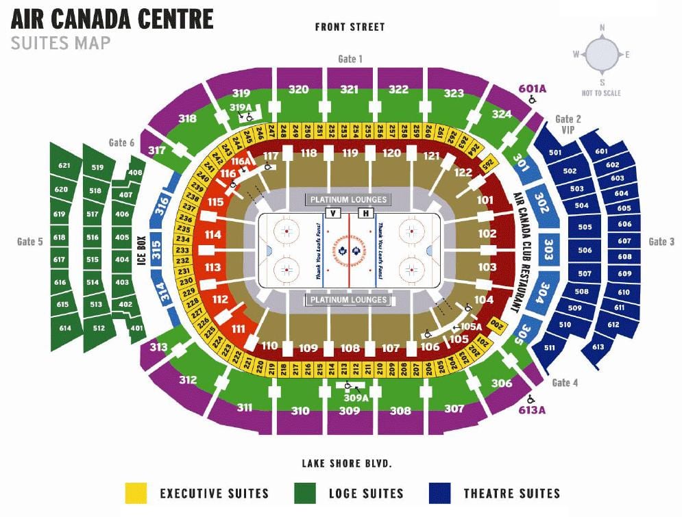 Žemėlapis Air Canada Centre suites - ACC