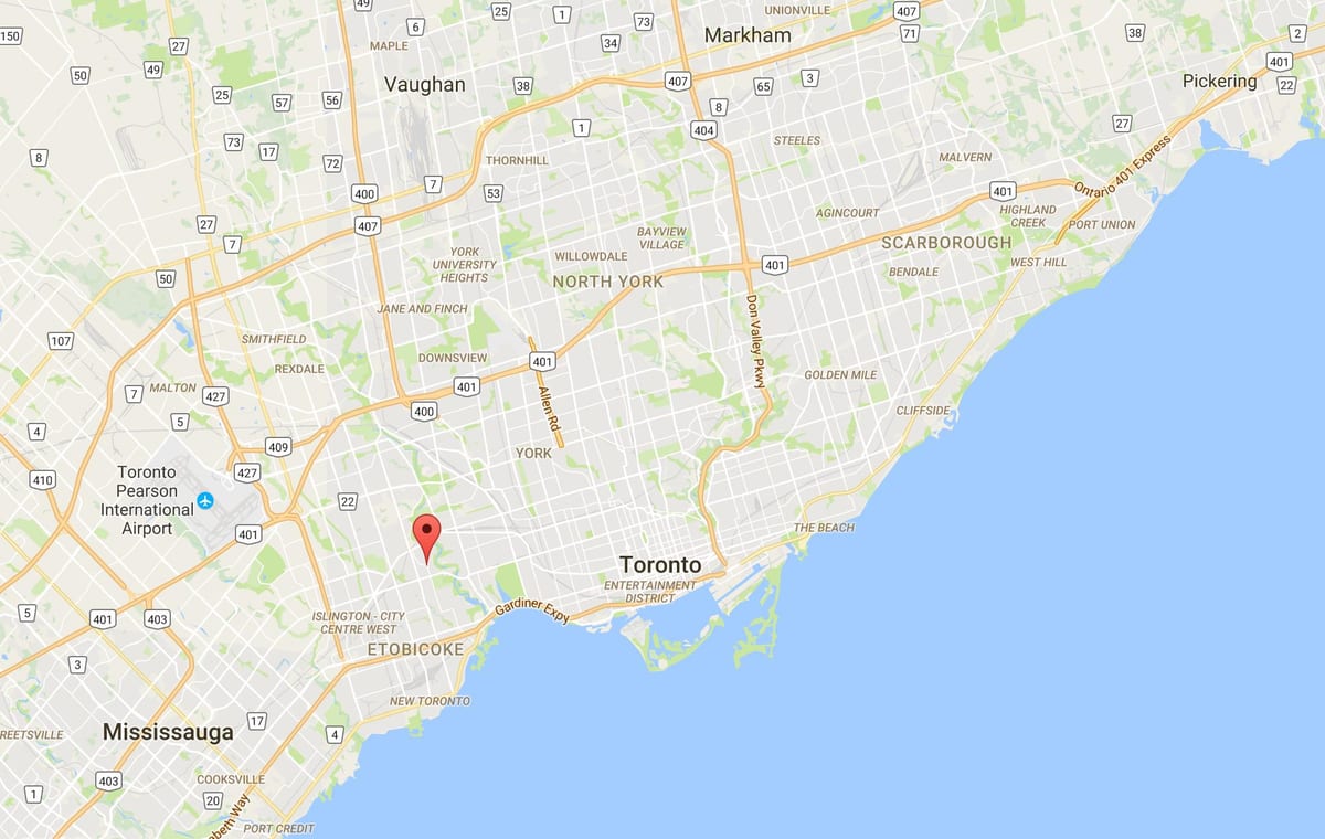 Žemėlapis Kingsway rajono Toronto