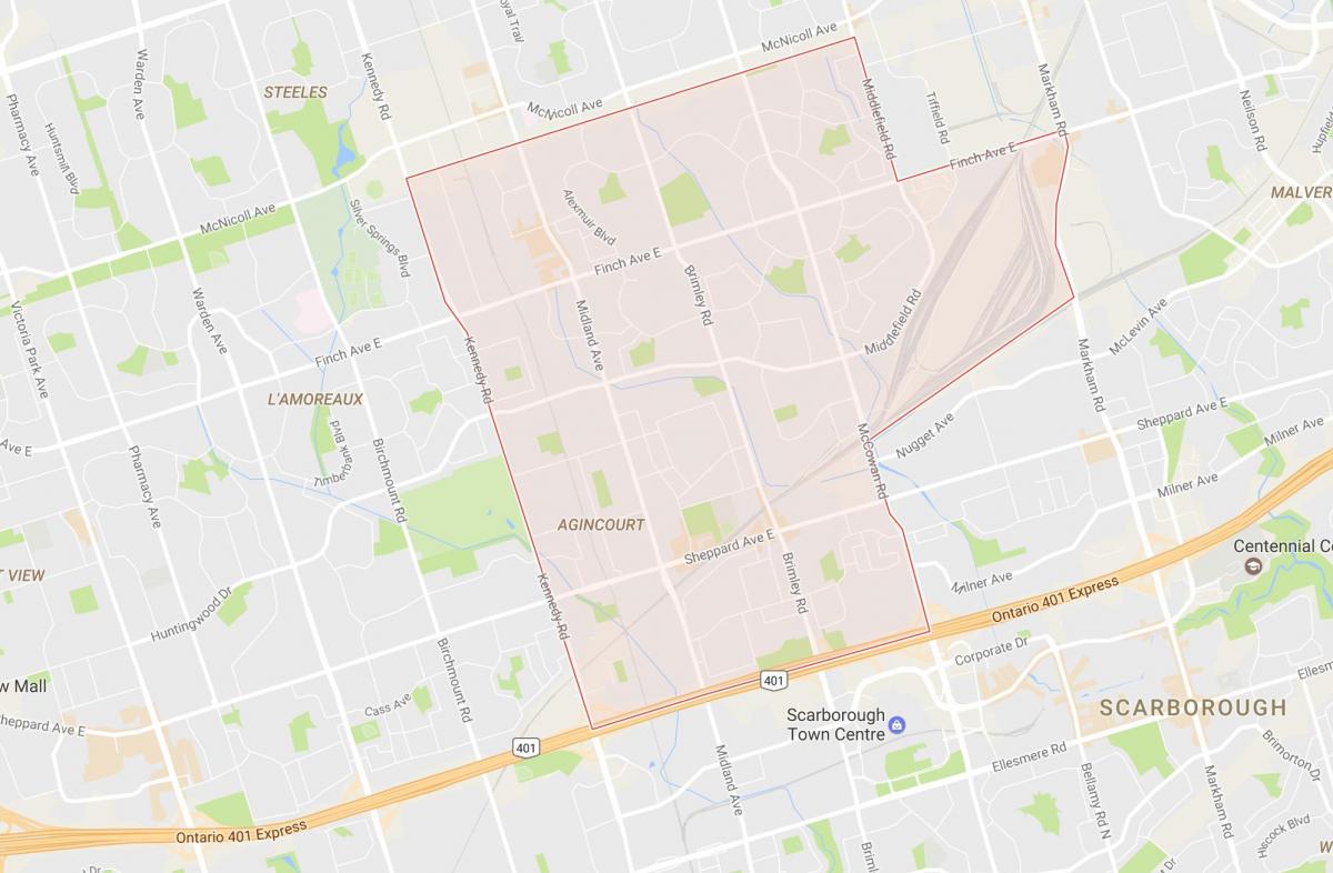Žemėlapis Agincourt kaimynystės Toronto