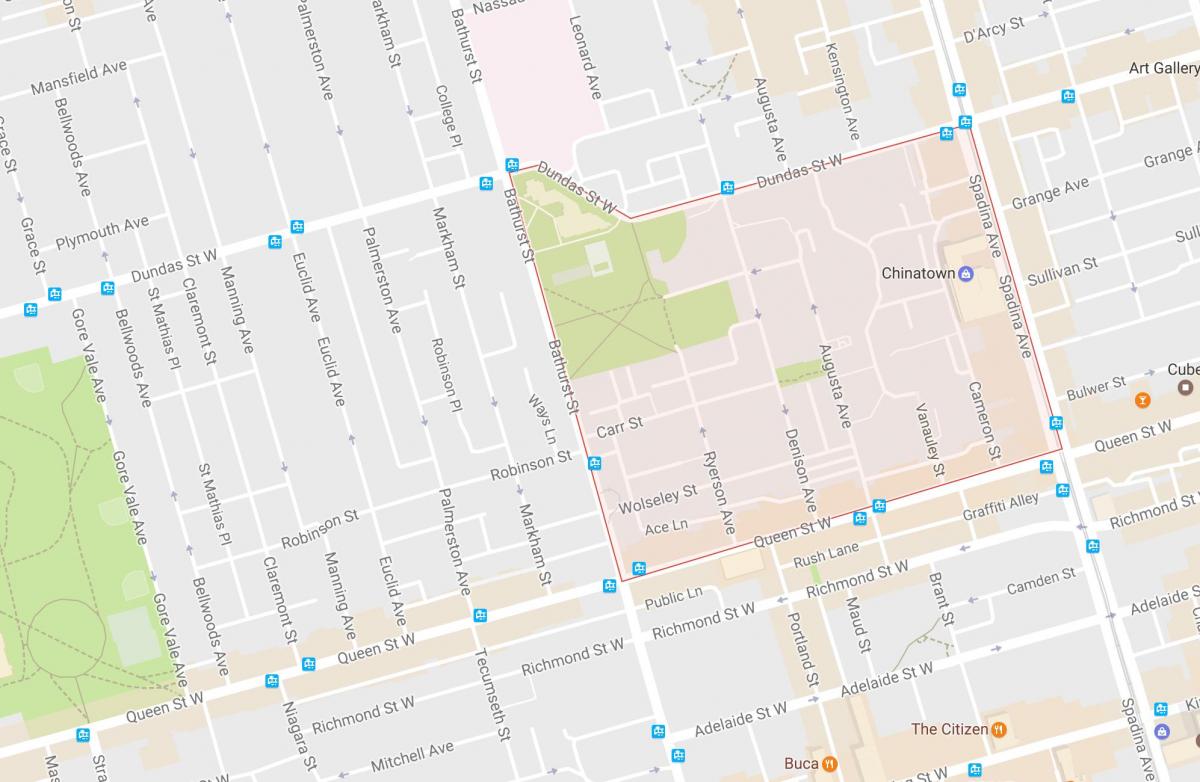 Žemėlapis Alexandra park kaimynystės Toronto