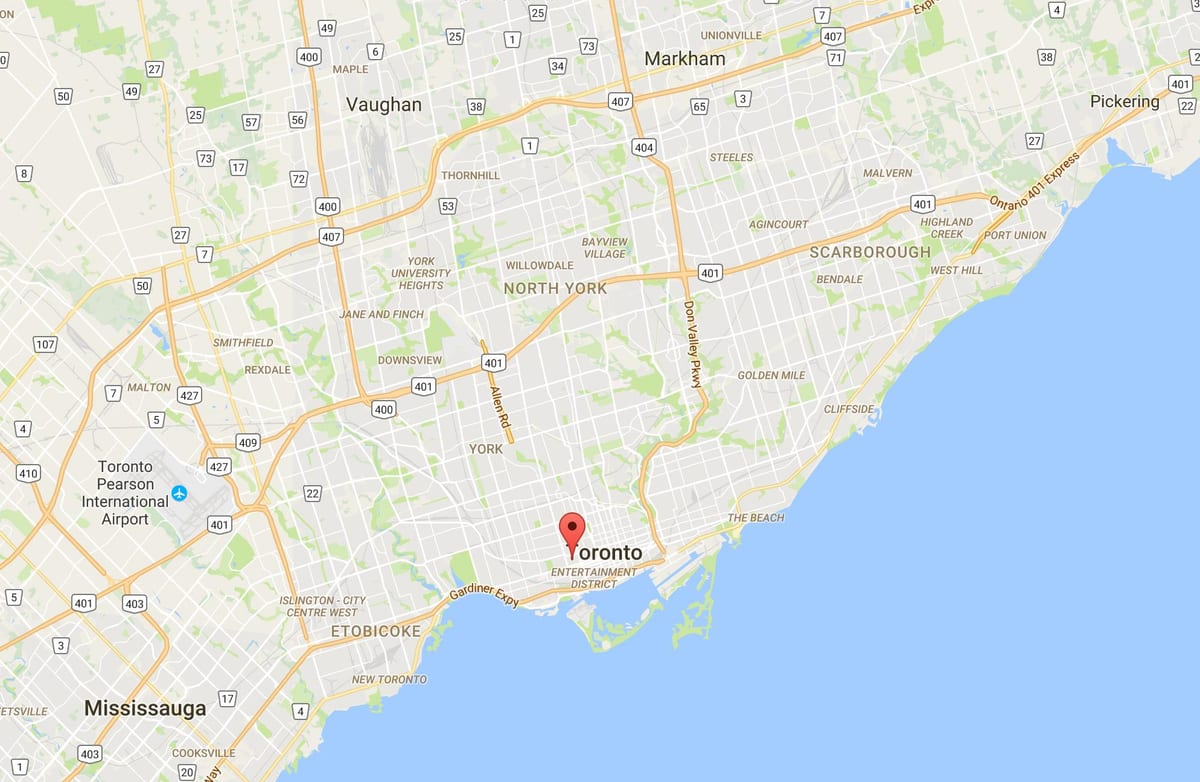Žemėlapis Alexandra park rajone Toronto