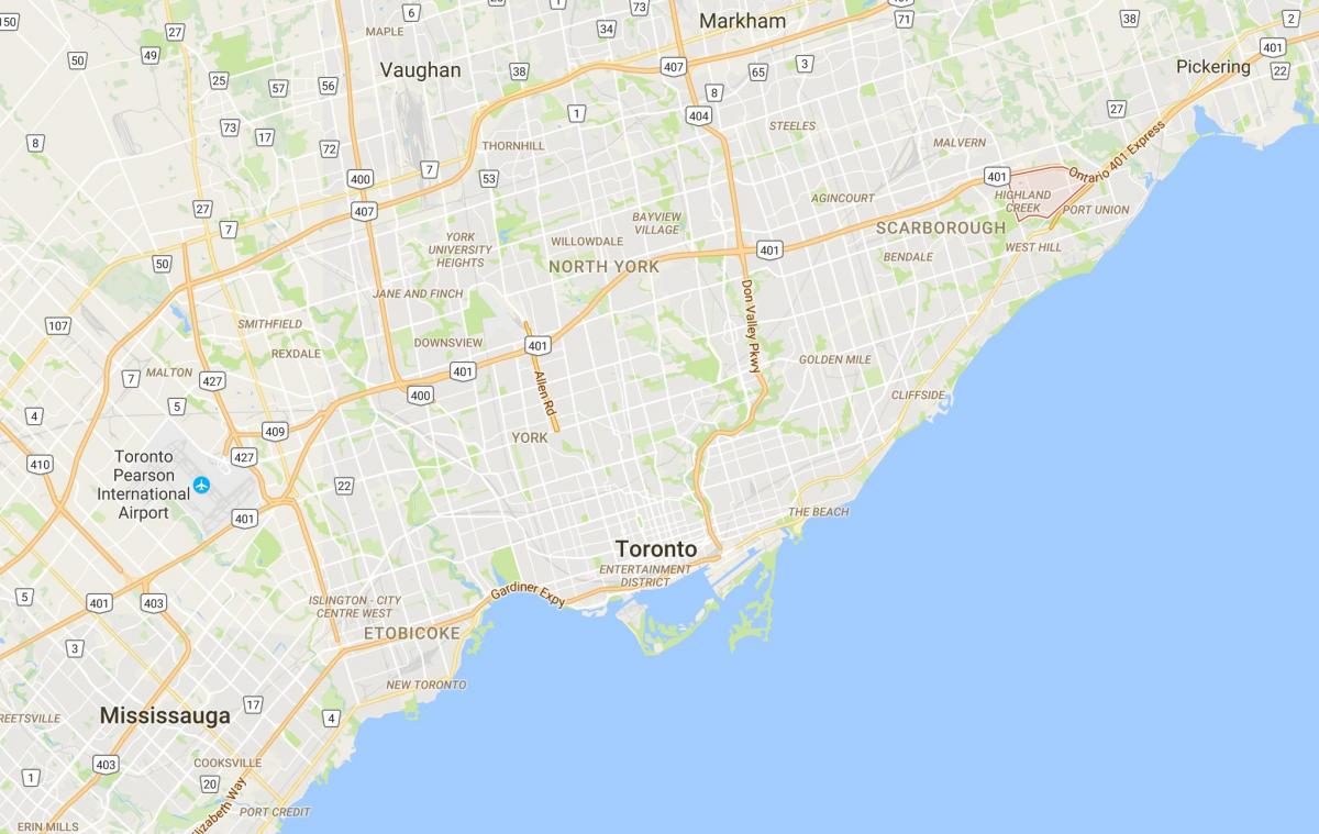 Žemėlapis Aukštaitijos Creek rajono Toronto