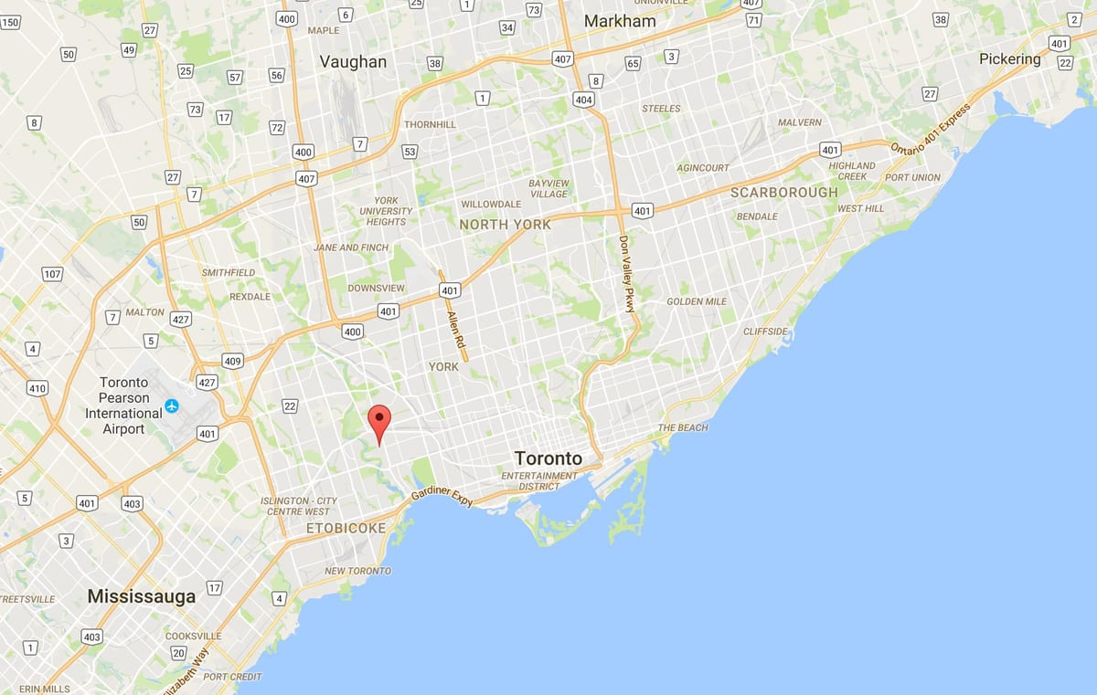 Žemėlapis Baby Point rajone Toronto