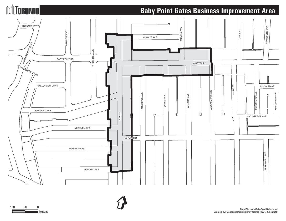 Žemėlapis Baby point vartai Toronto