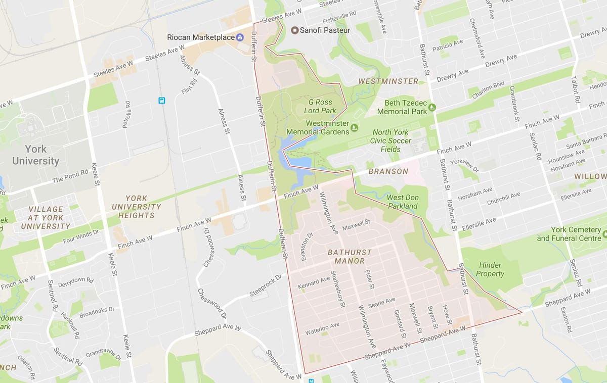 Žemėlapis Bathurst Dvaro kaimynystės Toronto