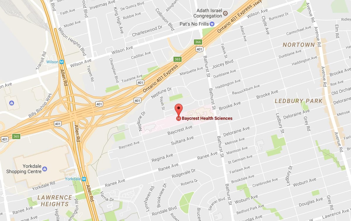 Žemėlapis Baycrest Sveikatos Mokslų Toronto