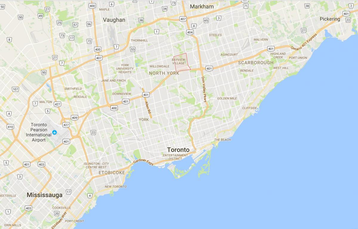 Žemėlapis Bayview Kaimas rajono Toronto