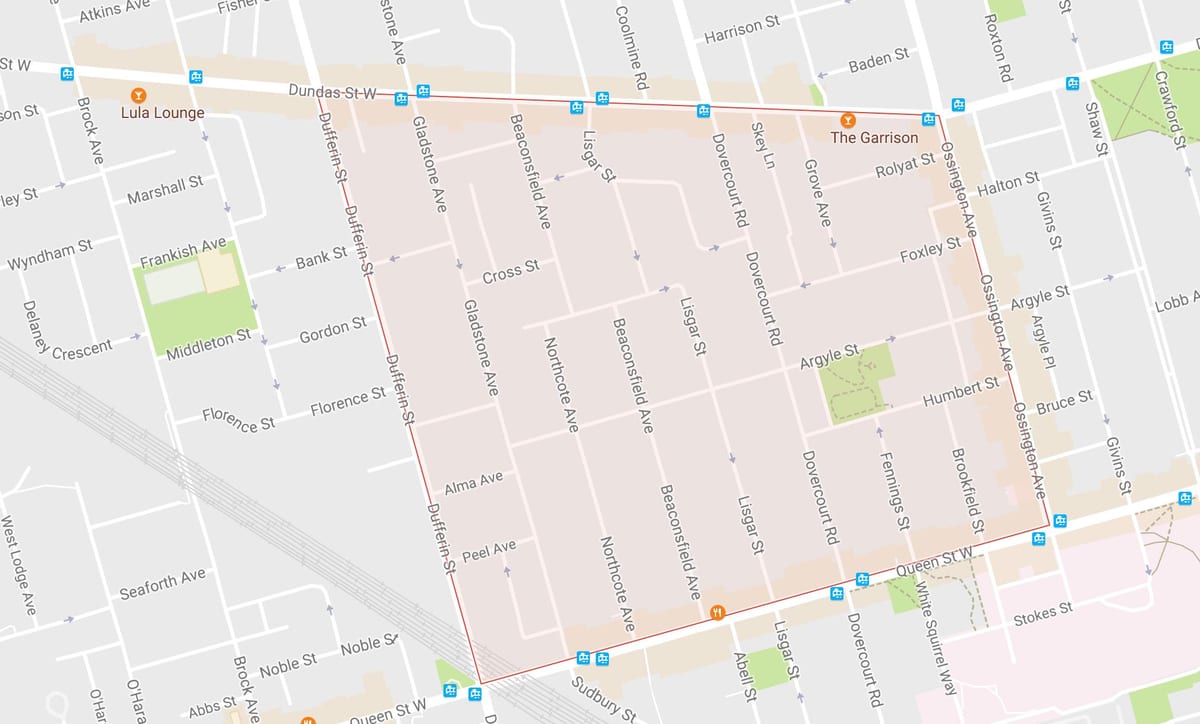 Žemėlapis Beaconsfield Kaime kaimynystės Toronto