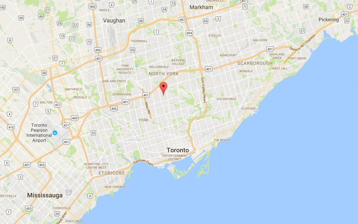 Žemėlapis Bedford Park rajone Toronto