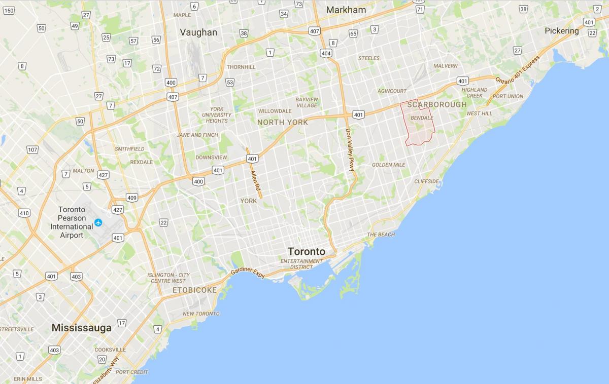 Žemėlapis Bendale rajono Toronto