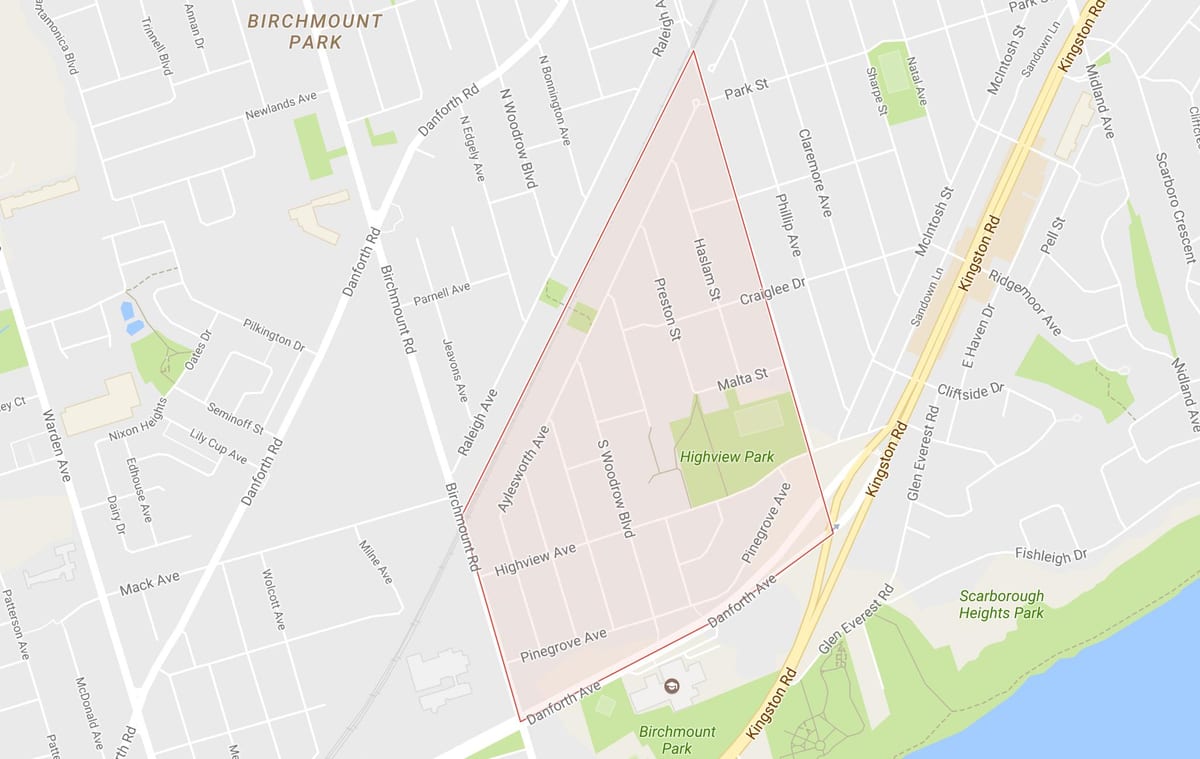 Žemėlapis Beržo Uolos Aukštis kaimynystės Toronto
