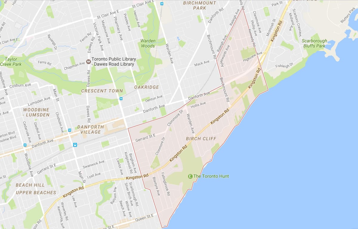 Žemėlapis Beržo Uolos kaimynystės Toronto