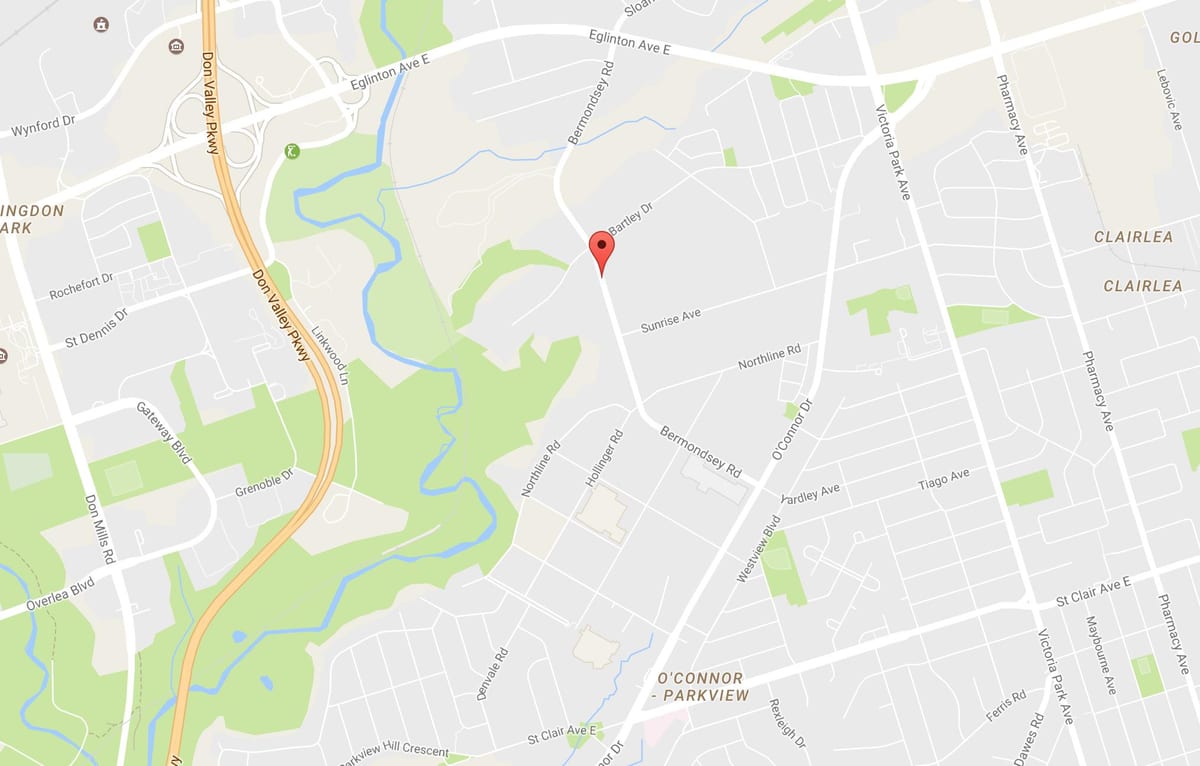 Žemėlapis Bermondsey kaimynystės Toronto