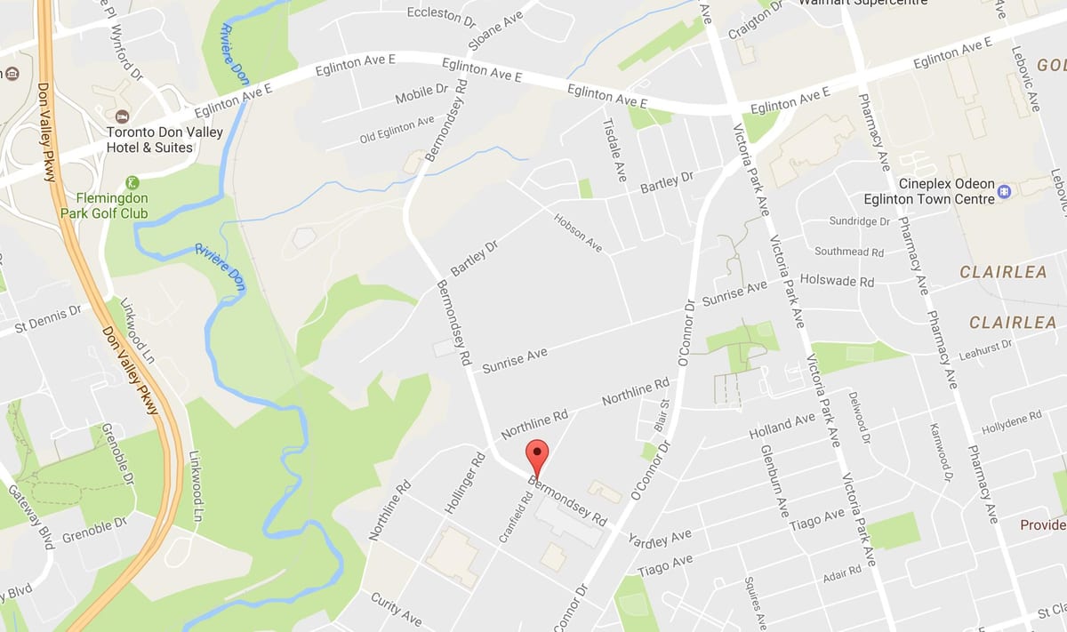 Žemėlapis Bermondsey kelių Toronto