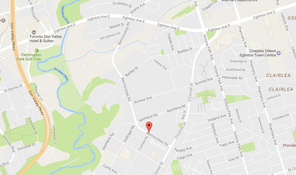 Žemėlapis Bermondsey kelių Toronto