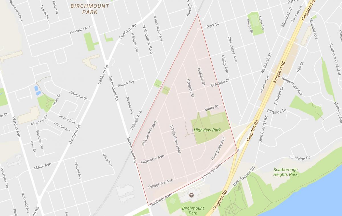 Žemėlapis Beržo Uolos Aukštis kaimynystės Toronto