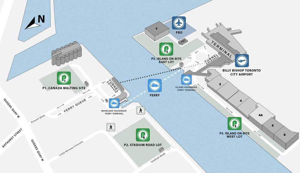Žemėlapis Billy Bishop automobilių stovėjimo aikštelė