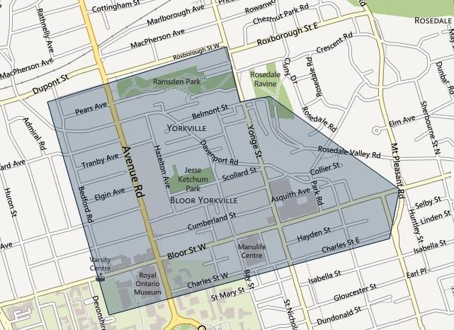 Žemėlapis Bloor Yorkville
