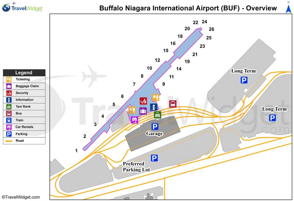 Žemėlapis Buffalo Niagara oro uostas