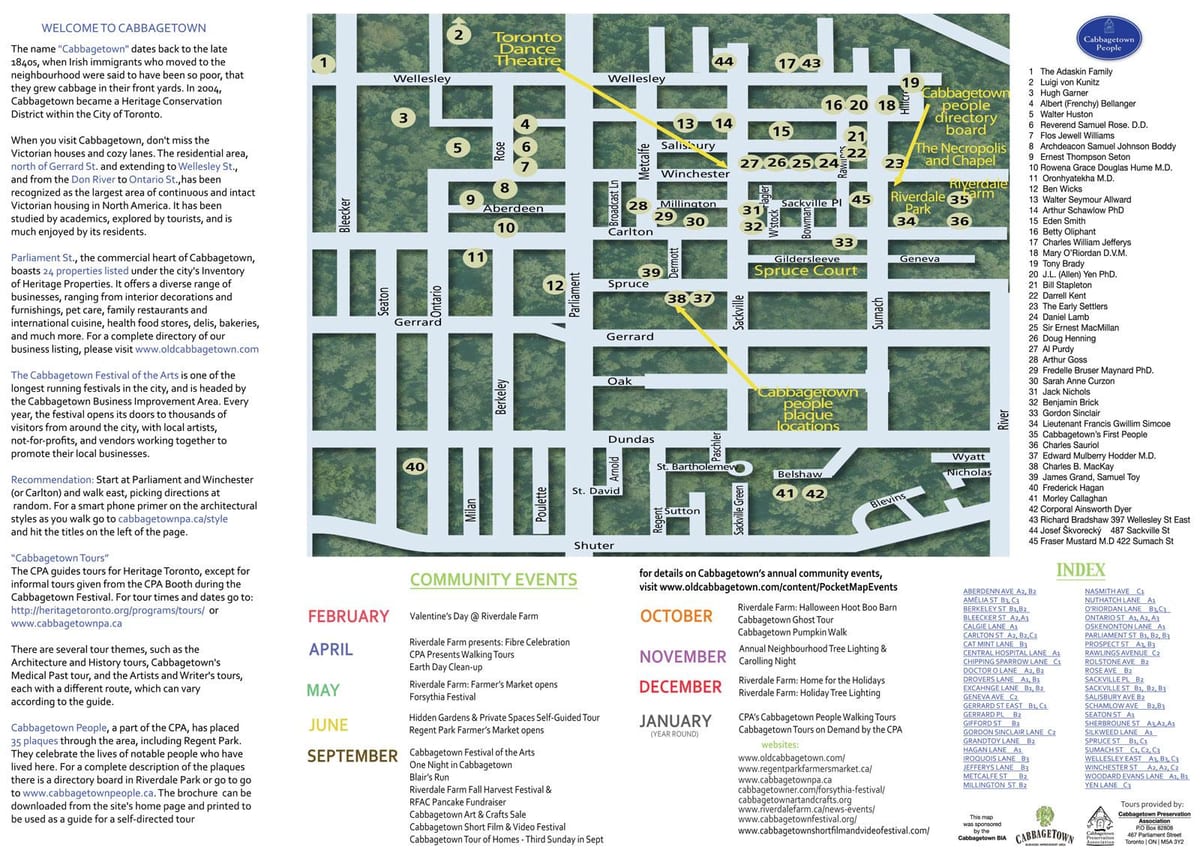 Žemėlapis Cabbagetown įvykių Toronto