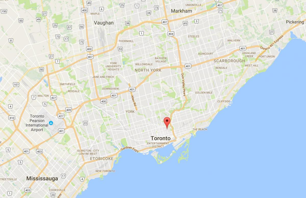 Žemėlapis Cabbagetown rajono Toronto