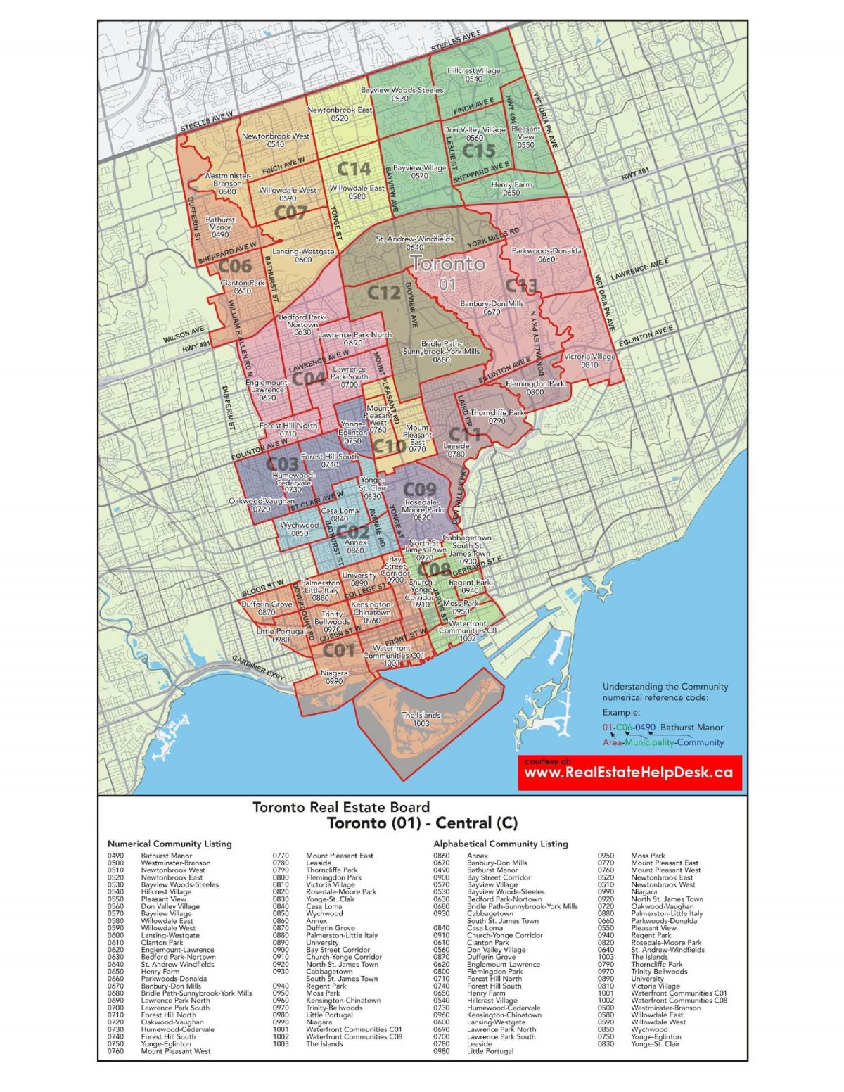 Žemėlapis Centrinės Toronto