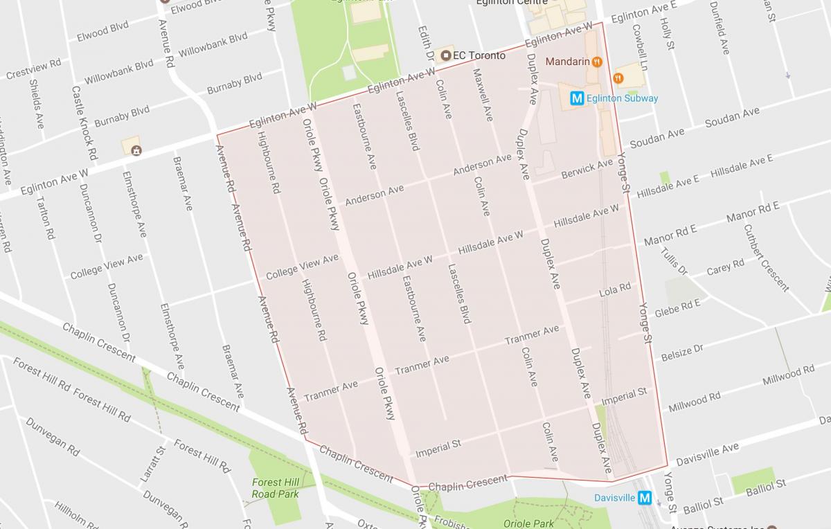 Žemėlapis Chaplin Sodybų kaimynystės Toronto