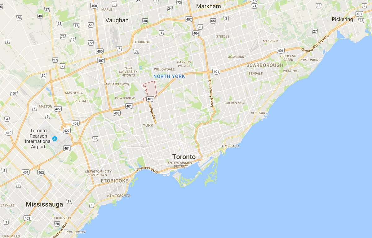 Žemėlapis Clanton Park rajone Toronto