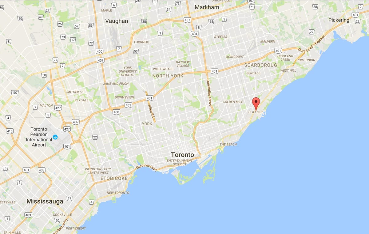 Žemėlapis Cliffside rajono Toronto