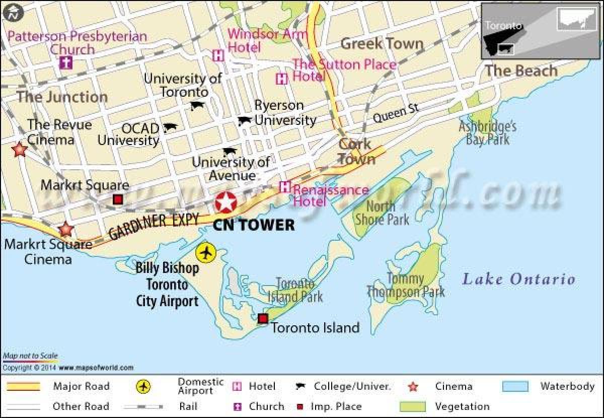 Žemėlapis CN tower Toronte
