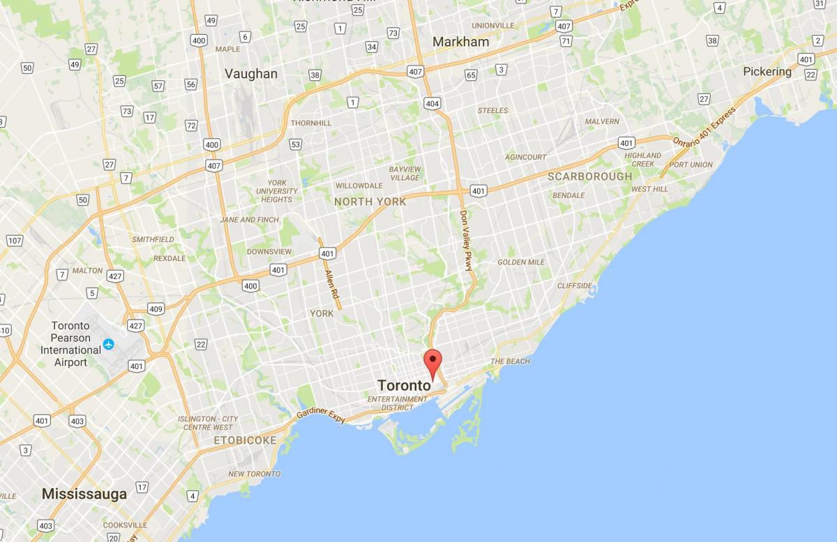 Žemėlapis Corktown rajono Toronto