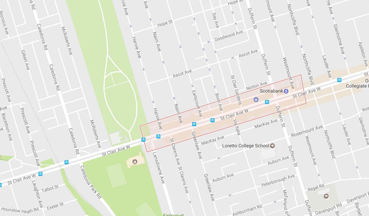 Žemėlapis Corso Italia kaimynystės Toronto