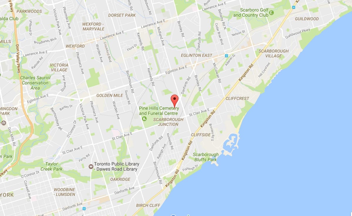 Žemėlapis Danforth kelių Toronto