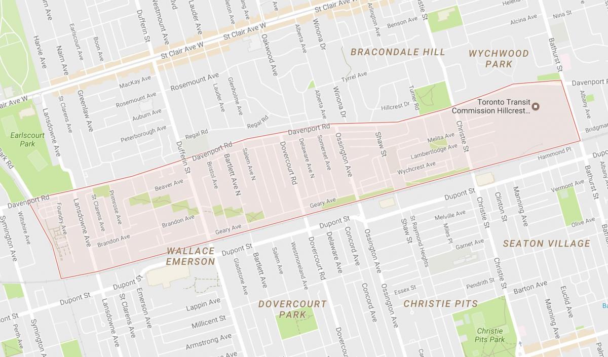 Žemėlapis Davenport kaimynystės Toronto
