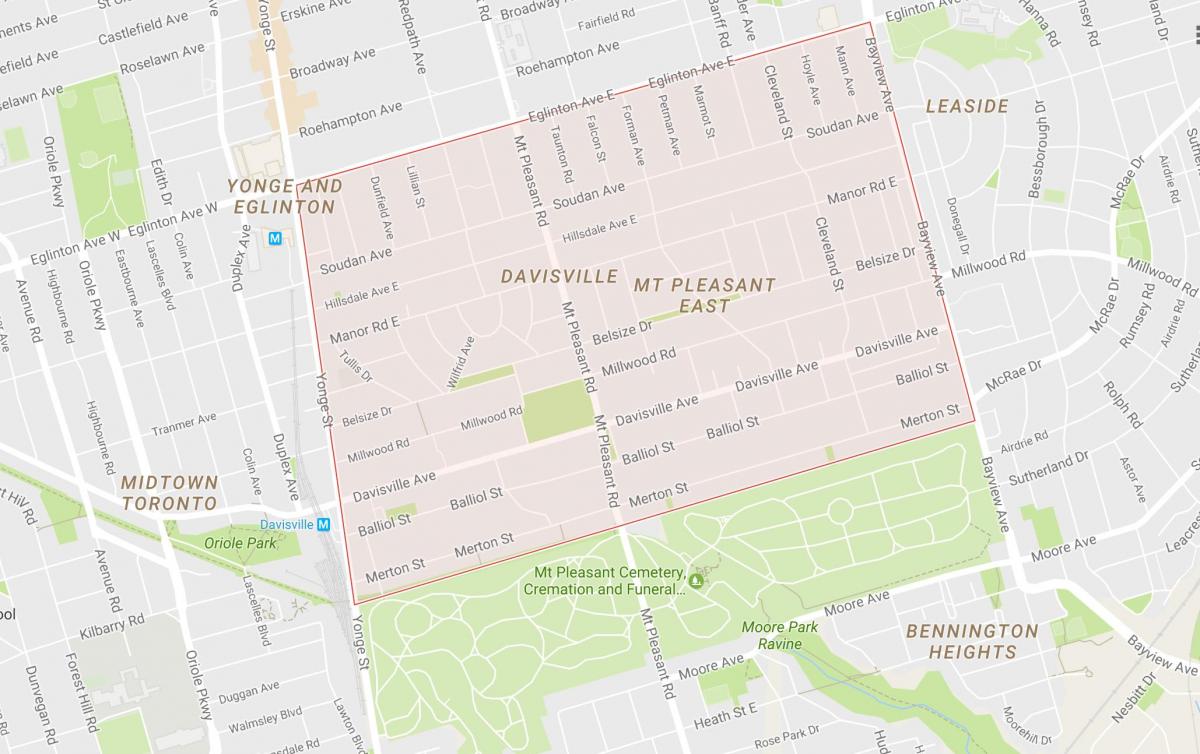 Žemėlapis Davisville Kaime kaimynystės Toronto