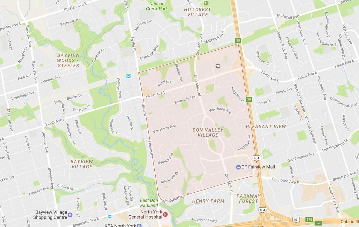 Žemėlapis Don Valley Village kaimynystės Toronto