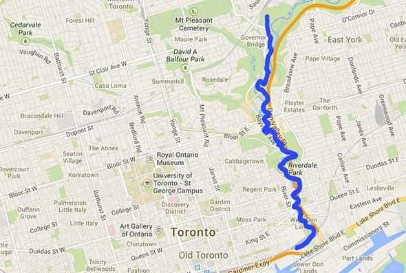 Žemėlapis Dono upės Toronto