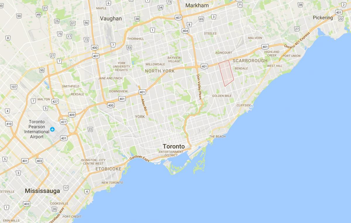 Žemėlapis Dorset Park rajone Toronto