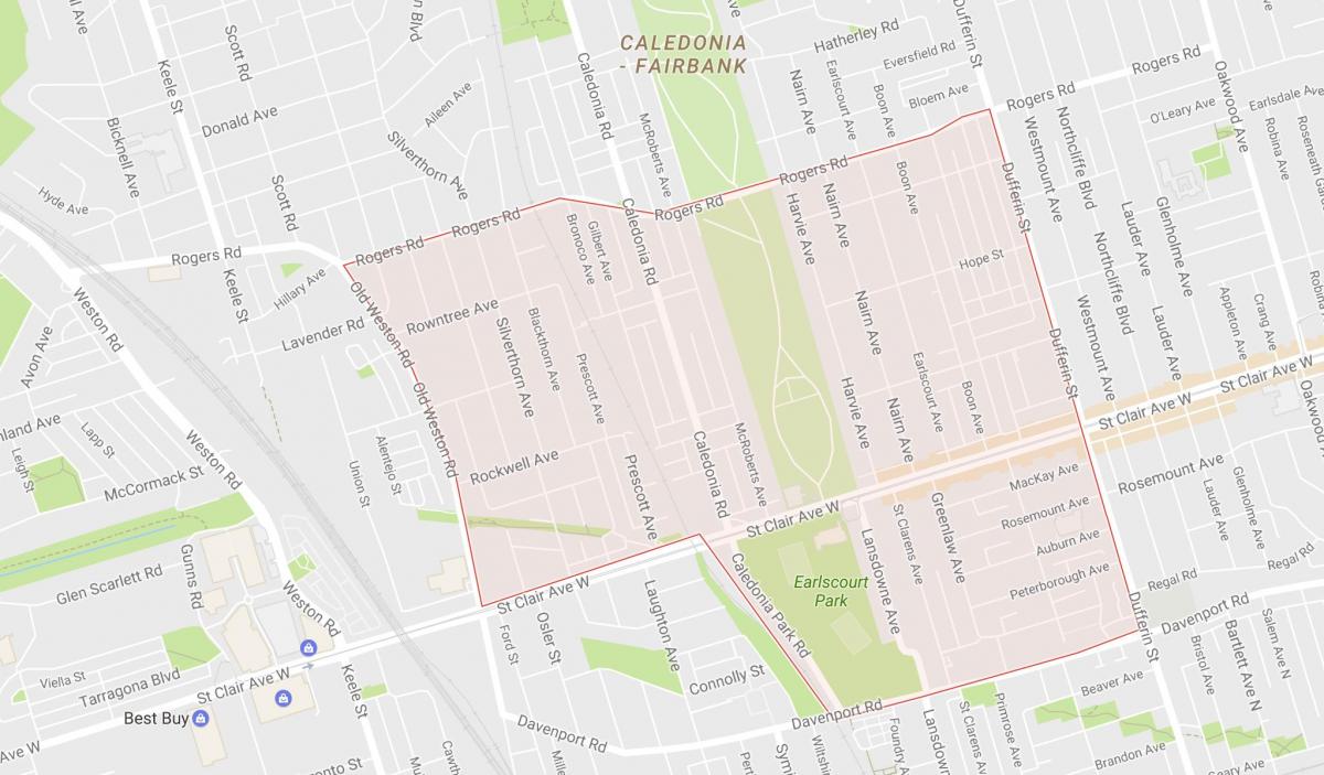 Žemėlapis Earlscourt kaimynystės Toronto