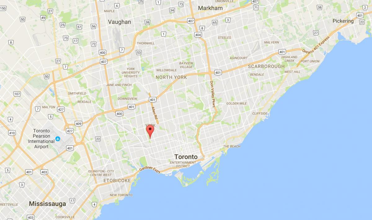 Žemėlapis Earlscourt rajono Toronto