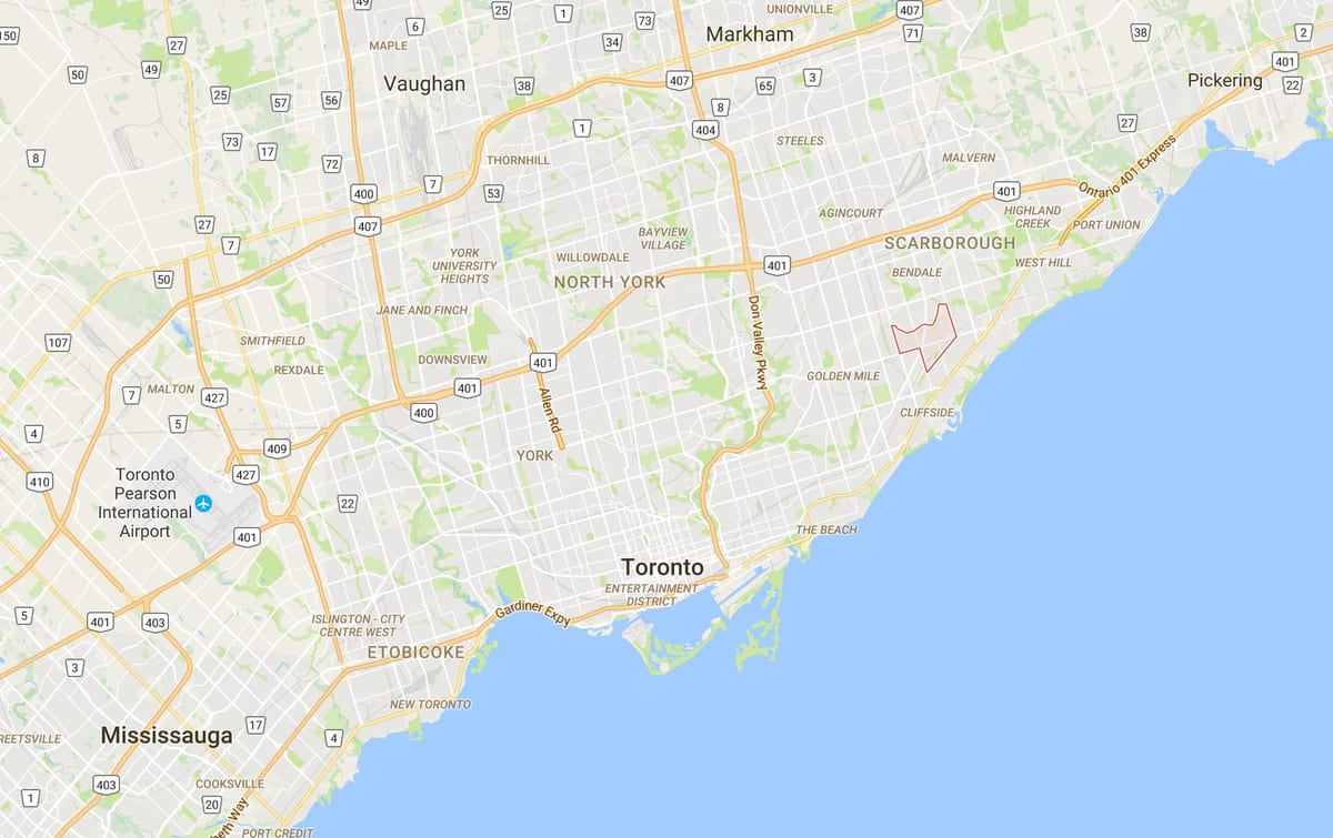 Žemėlapis Eglinton Rytų rajono Toronto