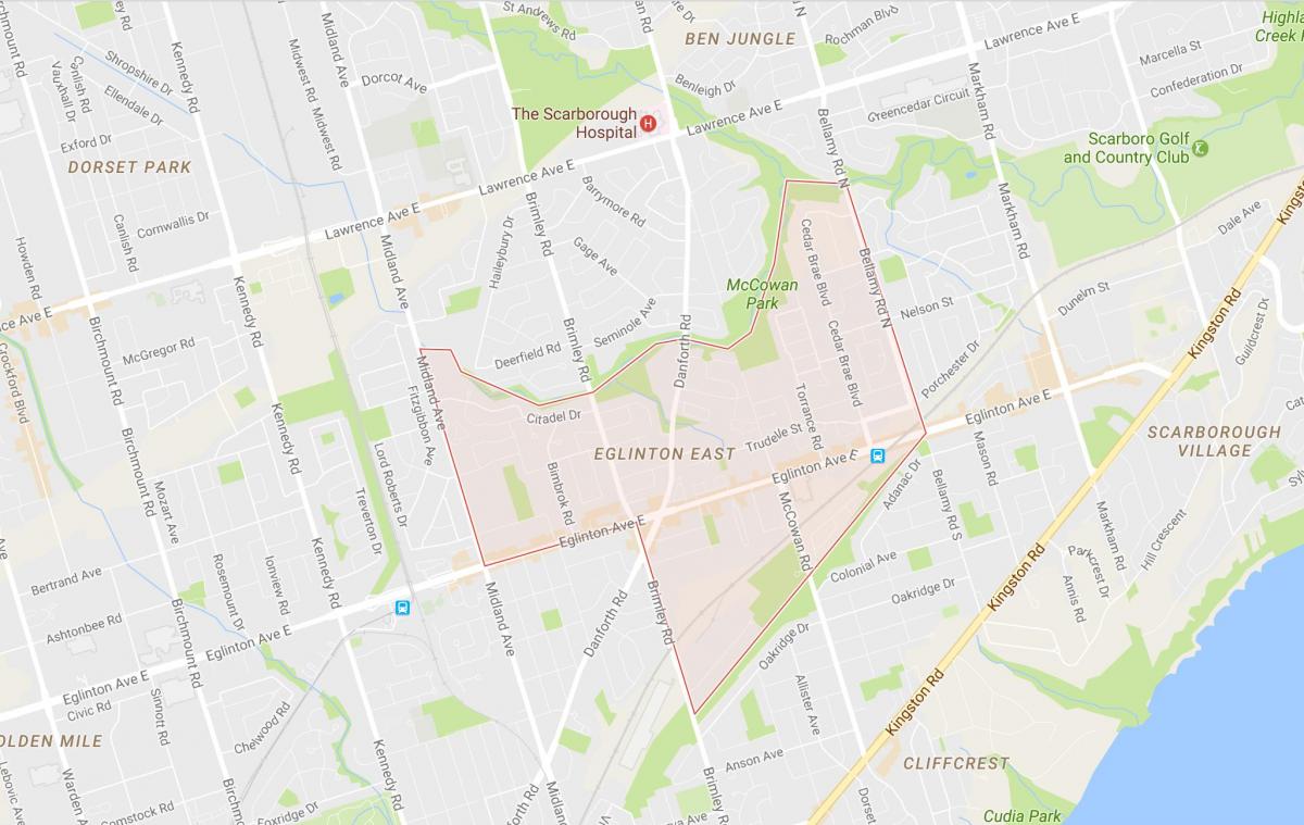 Žemėlapis Eglinton Rytų kaimynystės Toronto