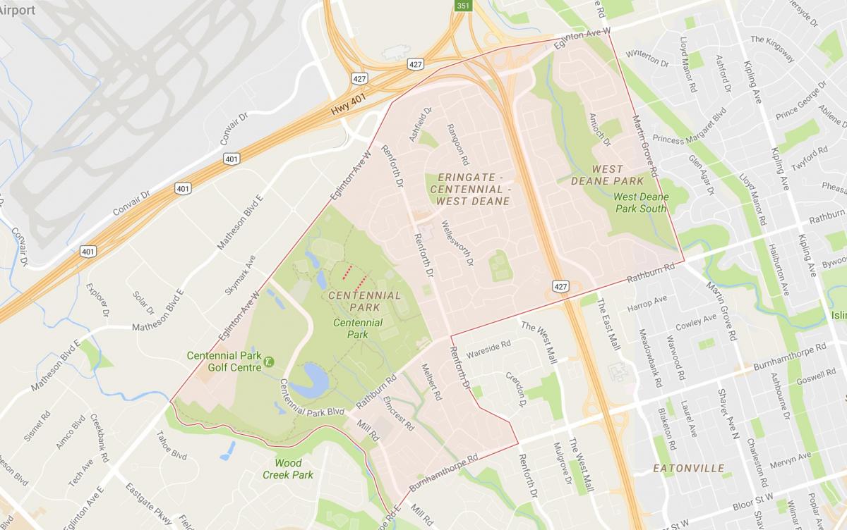 Žemėlapis Eringate kaimynystės Toronto
