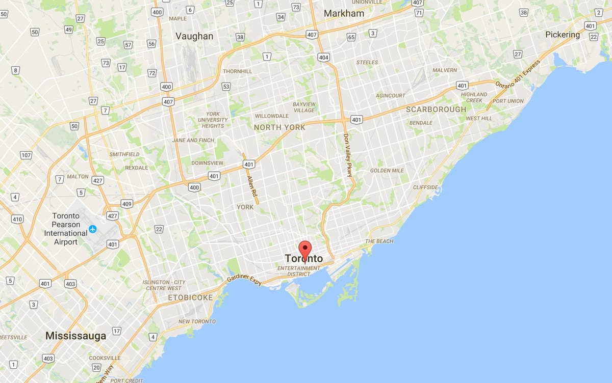 Žemėlapis Finansinis Rajonas rajone Toronto