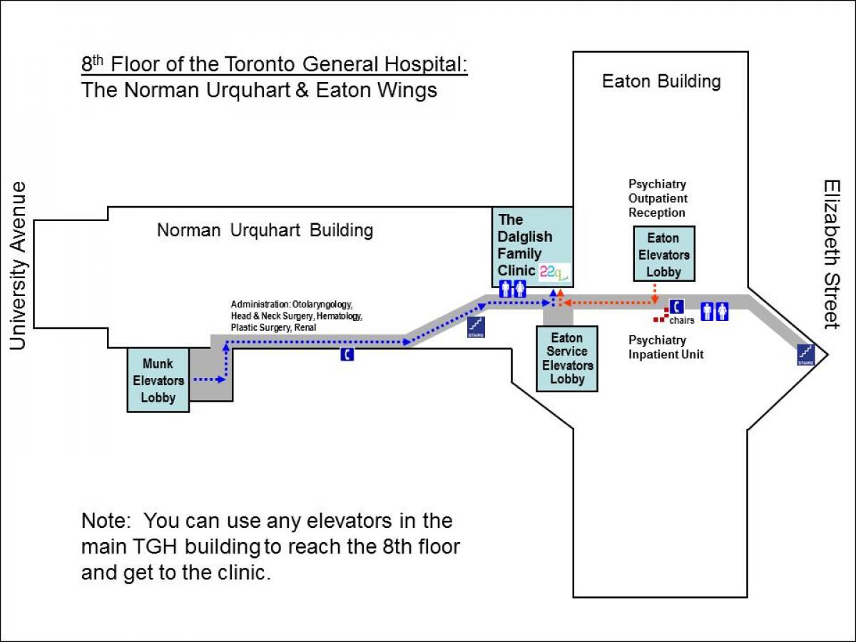 Žemėlapis General Hospital 8-oji grindų Toronto