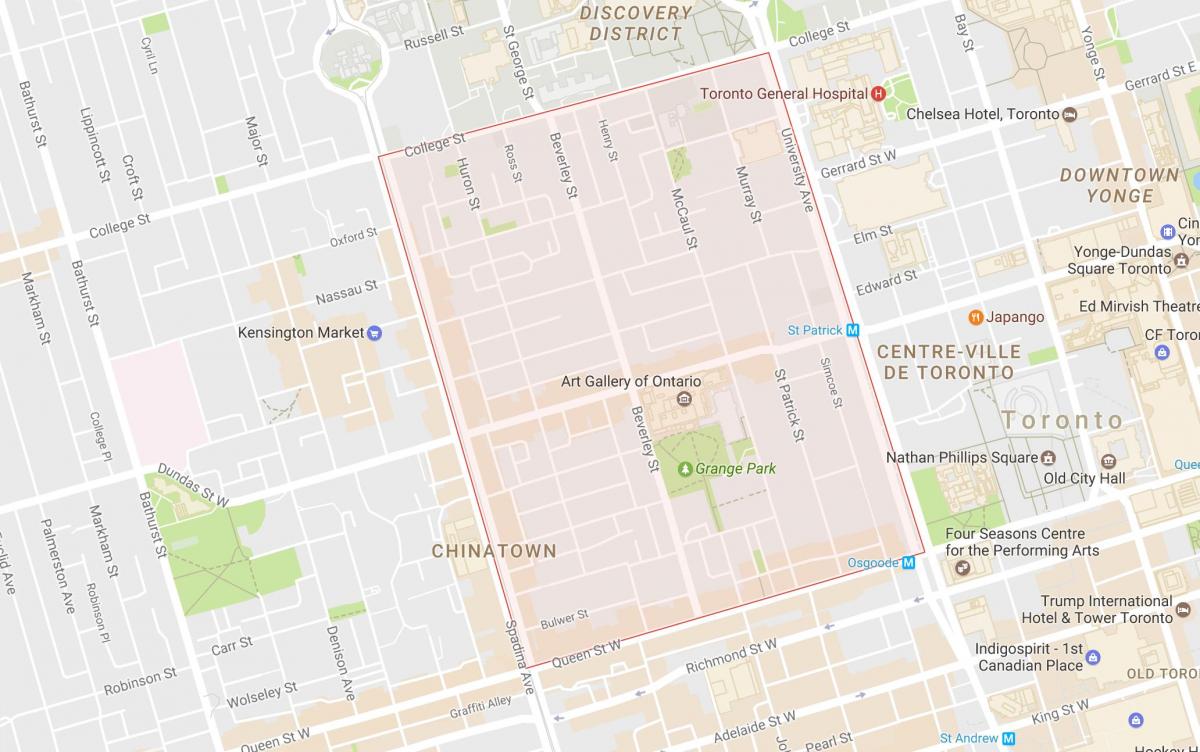 Žemėlapis Grange Park kaimynystės Toronto