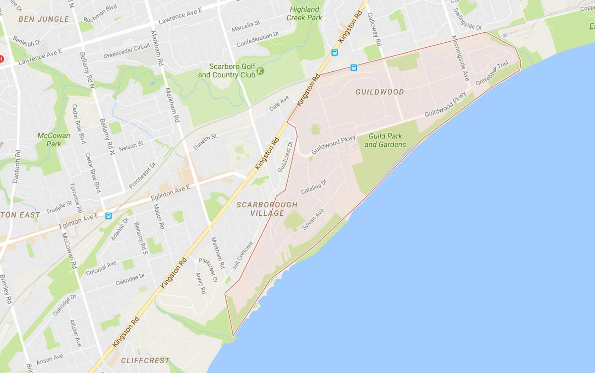 Žemėlapis Guildwood kaimynystės Toronto