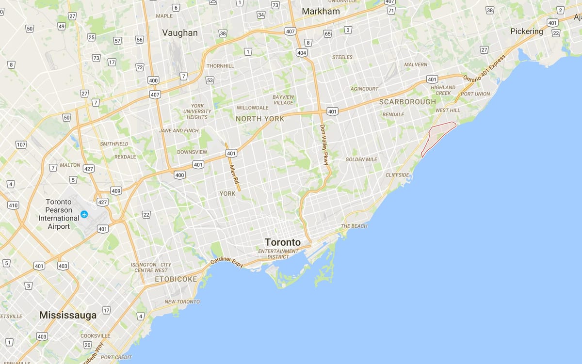 Žemėlapis Guildwood rajono Toronto