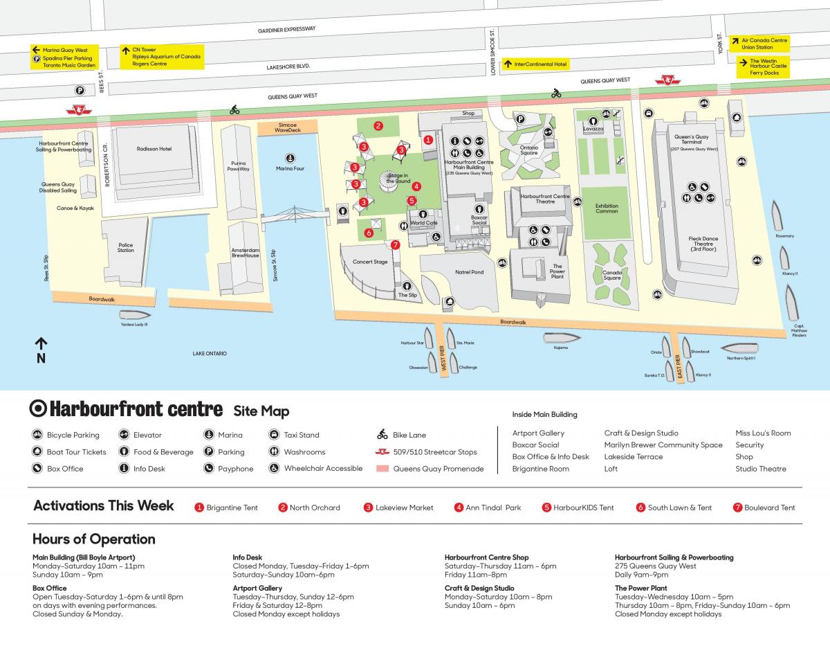 Žemėlapis Harbourfront centras, automobilių stovėjimo aikštelė